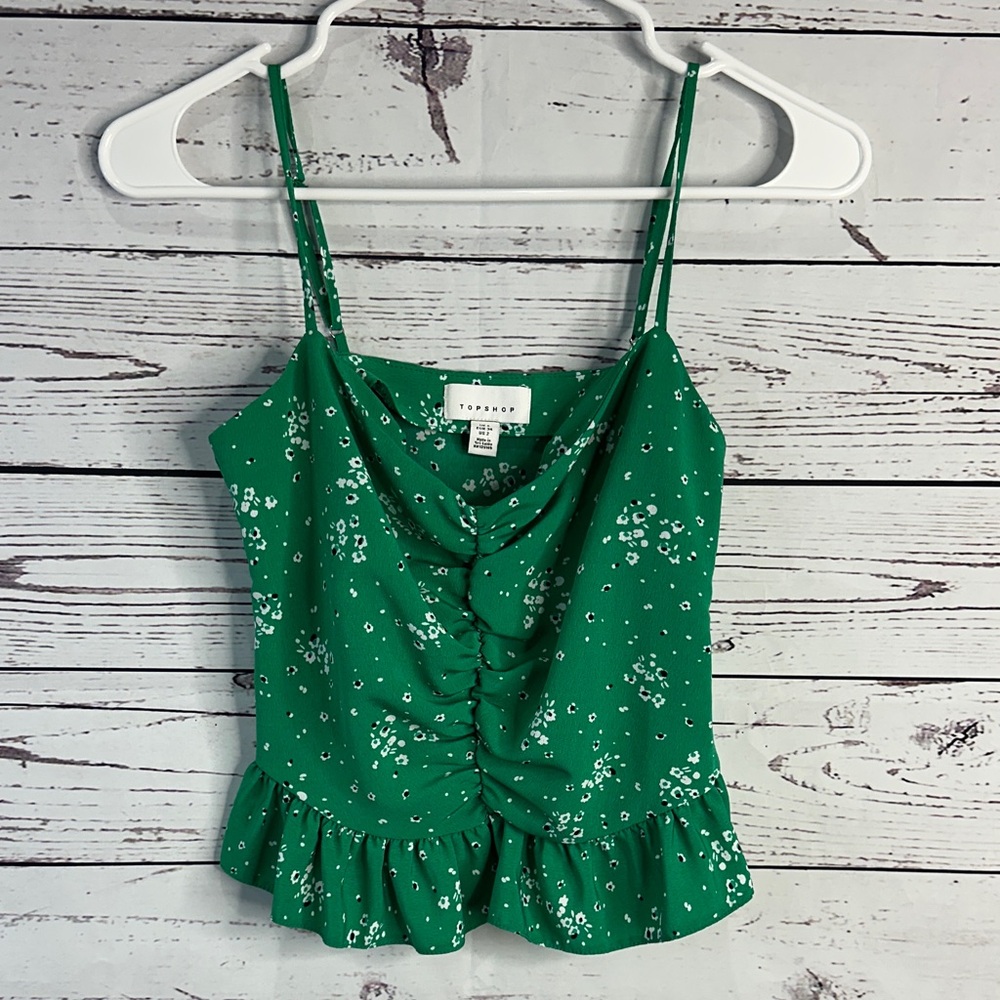 Topshop Green Floral Camisole